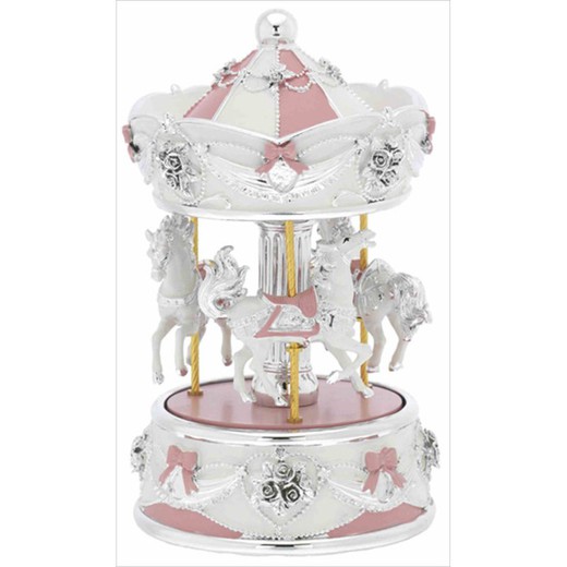 Carrousel Musical Caballitos Rosa B4211-02R 20cm