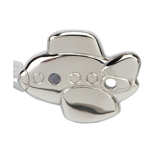 Silver Airplane pacifier holder 073-8