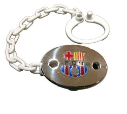 Uchwyt na smoczek w kolorze srebrnym FC Barcelona