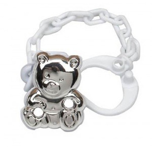 Attache tétine argent Bear 01153N