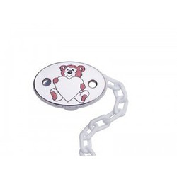 Pink Bear Heart silver pacifier holder engravable