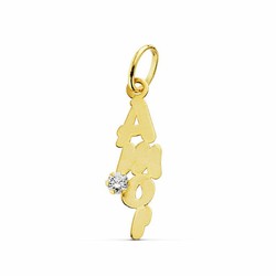 Gold Love Pendant Zircons 18kts 19x6mm 16146