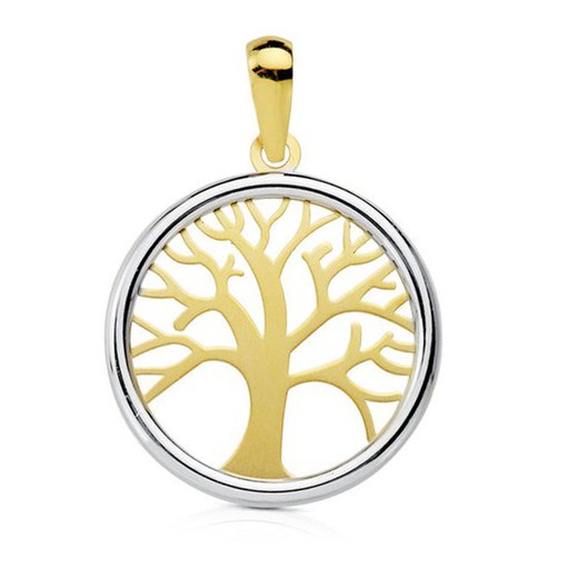 Wisiorek `` Drzewo życia '' z 18-karatowego złota, dwukolorowy 20 mm 16802