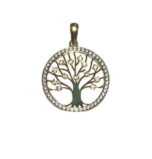 18 kt Gold Tree of Life Pendant with 20mm Zircons P025900063