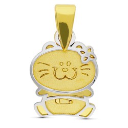 Bicolor 18kt Gouden Kitten Hanger 10x6 mm Baby 15697-5