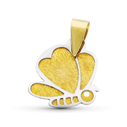 Bicolor Laser Butterfly Pendant Gold 18kts Baby 15511-5