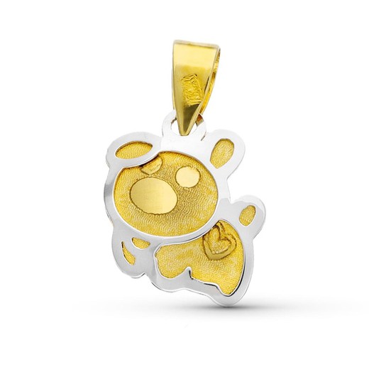 Pendentif Chien Bicolore Or 18kt 9x8mm Baby 15639-5