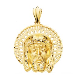 Head of Christ Pendant 18kt Gold Border 31x31mm P7150-423