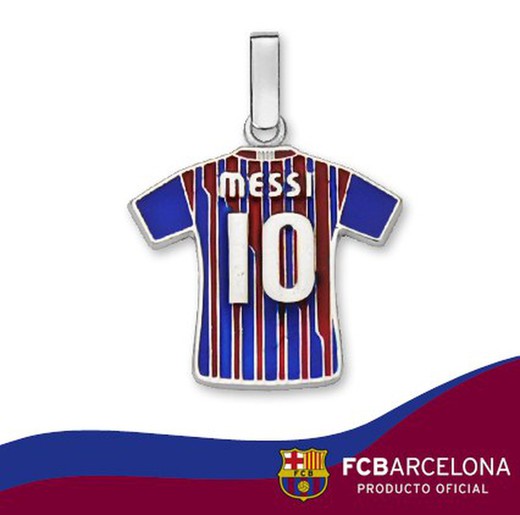 Colgante Camiseta Messi 10" FCB Plata Esmalte 10-106