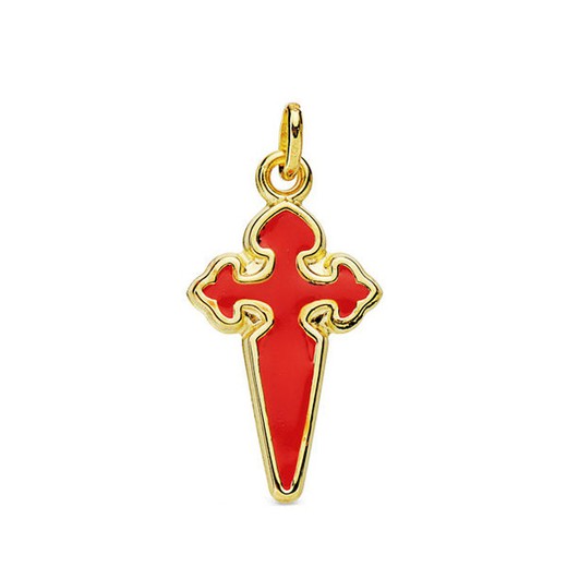 Ciondolo Croce di Santiago Oro smaltato 18kts 23x13mm 16732