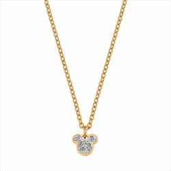 Pingente Disney em Aço Dourado ST0028C Mickey Pedras Brancas