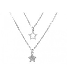 Colgante Doble Plata Liska Mujer LAD4662CL Estrellas Circonitas