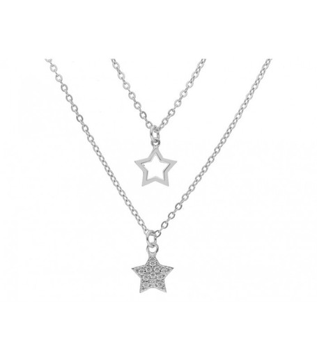 Colgante Doble Plata Liska Mujer LAD4662CL Estrellas Circonitas