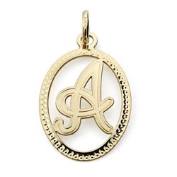 Pendentif Rond Lettre A en Or 18kts 16620-A