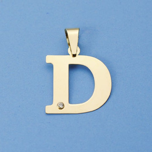 Letter D hanger 18k gouden zirkonia 16100-D