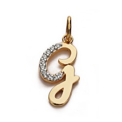 Pingente de ouro 18k letra G Zircões 16740-G