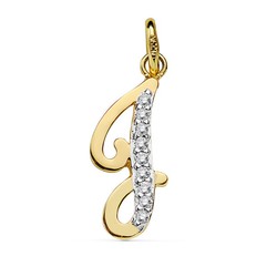 Pendentif Lettre J Or 18k Zircons 16740-J