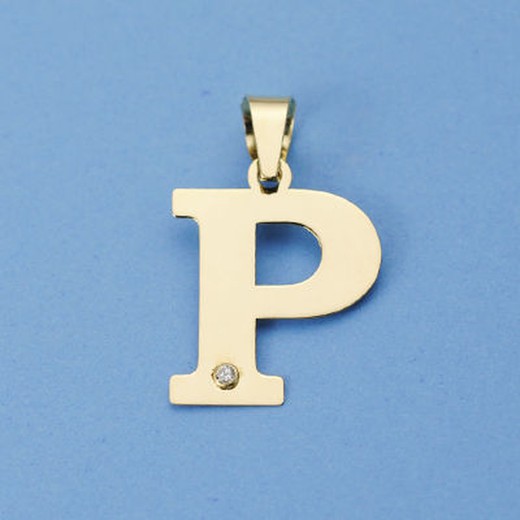 Letter P Pendant 18k Gold Zirconia 16100-P