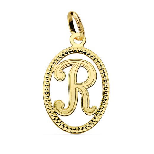18kts gouden letter R ronde hanger 16620-R
