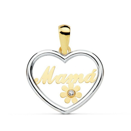 18kts gouden hart Mama hanger 19x15mm 16935