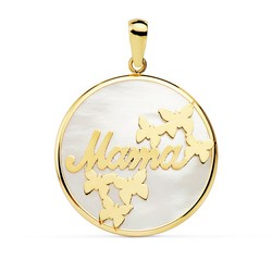 18kts Gold Butterfly Mama Pendant 20mm 16922 Nacar