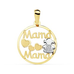 Pendentif Mama Girl en or 18 carats 18 mm 16937