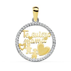 Pendentif Mom coeurs en or 18 carats 16 mm 16915