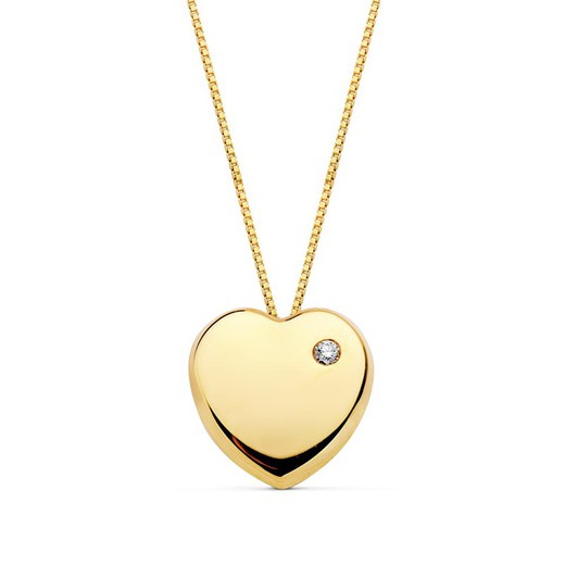 18kt Gold Pendant Heart Zirconia Chain 18901-3
