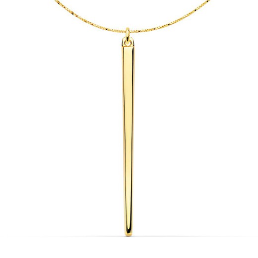 18kt gouden hanger spike 30X2mm Venetiaanse ketting 43+3cm 22086
