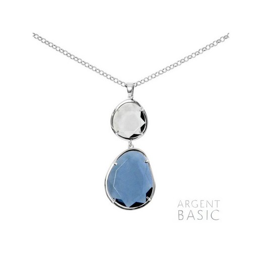 Argento base ciondolo in argento doppia pietra blu PERS002DA