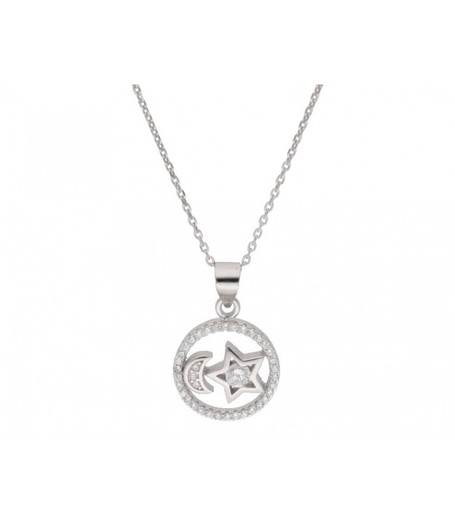 Colgante Plata Liska Mujer LAD1201CL Luna Estrella Circonitas