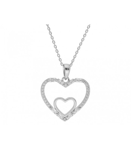 Colgante Plata Liska Mujer LAD7097CL Corazones Dobles Circonitas