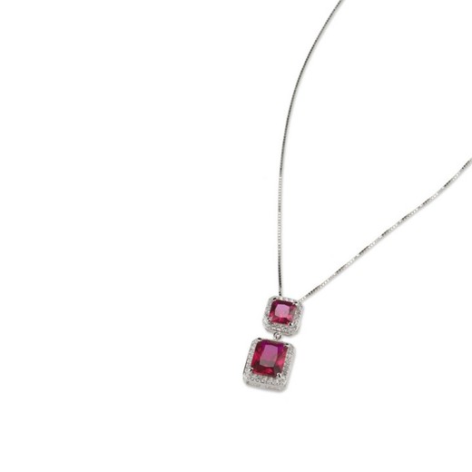 Colgante Plata Sovrani 40+5cm J8134 2 Rubies Con Circonitas