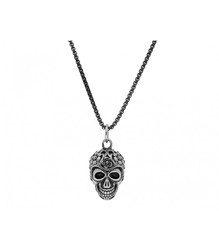 Collar Acero Bicolor Negro Liska Hombre RB076CD Calavera