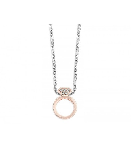 Colgante Acero Bicolor Rosa Liska Mujer LM17CD-R Anillo Circonitas