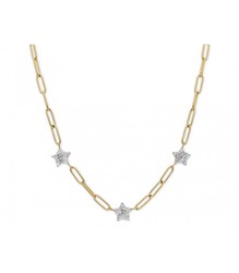 Colgante Acero Dorado 40+5cm Liska Mujer CH046CL-D Estrellas Circonitas