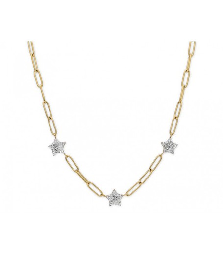 Colgante Acero Dorado 40+5cm Liska Mujer CH046CL-D Estrellas Circonitas