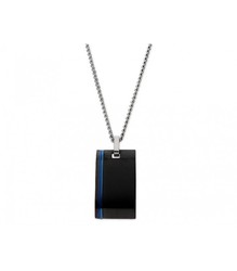 Collar Acero Liska Hombre 84BA1404CD Placa Negra Bicolor Azul