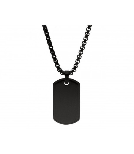 Collar Acero Negro Liska Hombre 847CD337-N Placa Negra