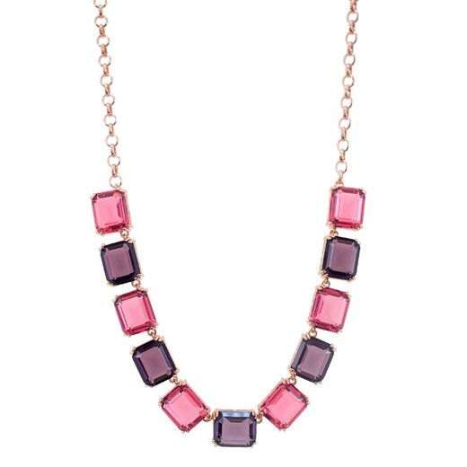 Collar Acero Rosa Sovrani 40cm AV0552 Piedras Rosa Y Violeta