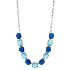 Collar Acero Sovrani 40cm AV0549 Piedras Azules Y Celestes Redondas