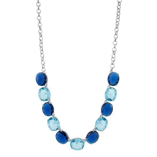 Collar Acero Sovrani 40cm AV0549 Piedras Azules Y Celestes Redondas