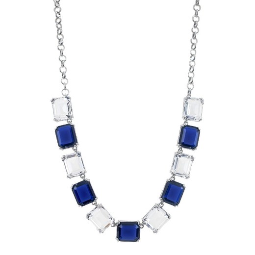 Collar Acero Sovrani 40cm AV0551 Piedras Azul Y Blanco