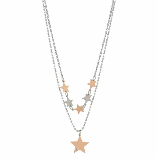 Collar Acero Sovrani AV0531 2 Cadenas Con Estrellas Rosa Bicolor Acero