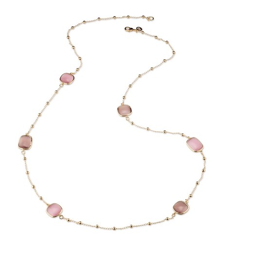 Collar Bronce 100cm Sovrani J7906 Babette Dorado Ojo De Gato Rosa