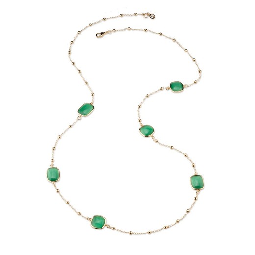 Collar Bronce 100cm Sovrani J7944 Regine Dorado Ojo De Gato Verde