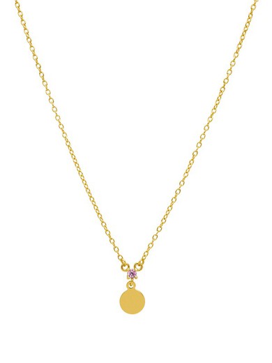 Mini Sphere Marea Damen Halskette Silber Rosa Zirkonia 18kts Gold D02007 / AW Gold
