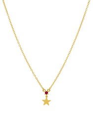 Collar Mini Estrella Marea Mujer Plata Circonita Fucsia Oro 18kts D02007/BH Dorado