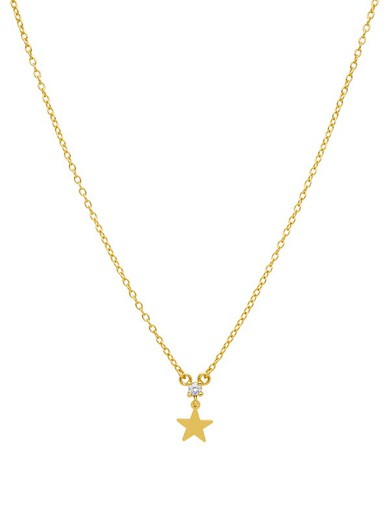 Collar Mini Estrella Marea Mujer Plata Circonita Oro 18kts D02007/BD Dorado