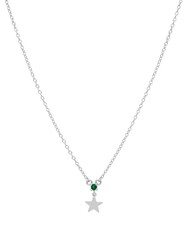 Colar Mini Star Marea Mulher Verde Prata Zircônia D02007 / AZ